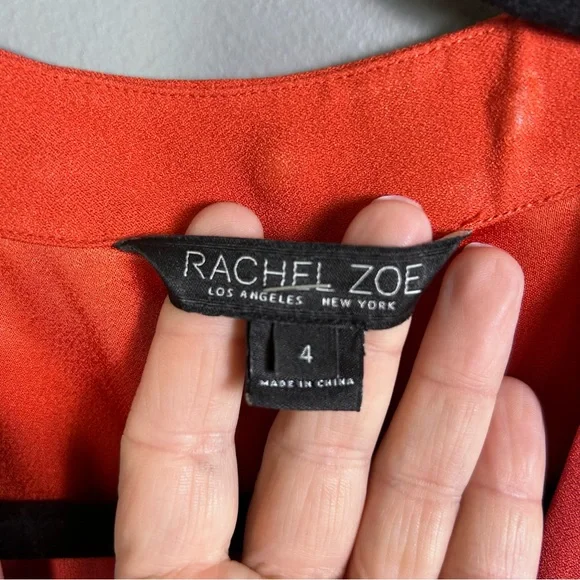 Rachel Zoe dress size 4 long sleeve studded autumn burnt orange feminine puff
